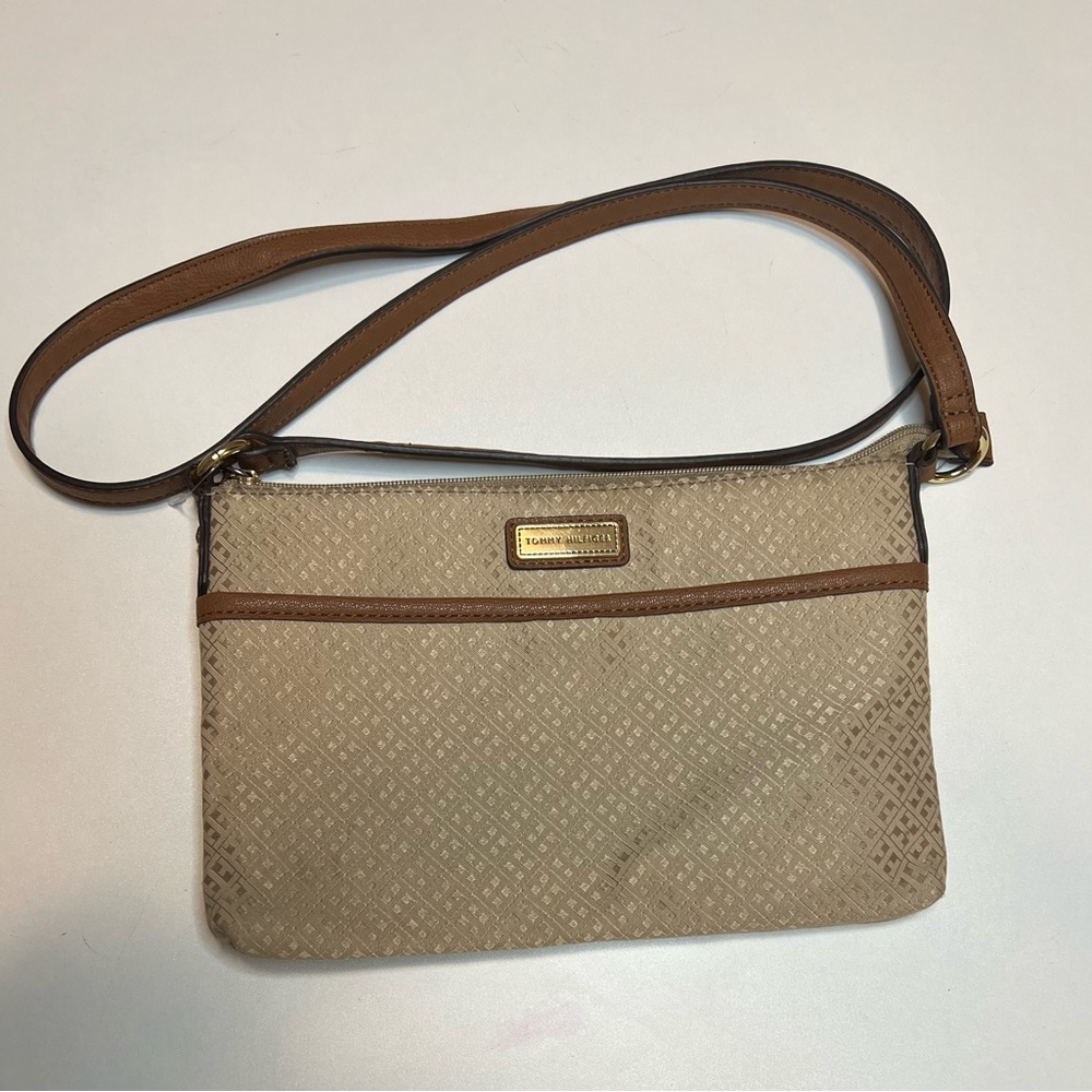Tommy Hilfiger Beige and Brown Crossbody Bag